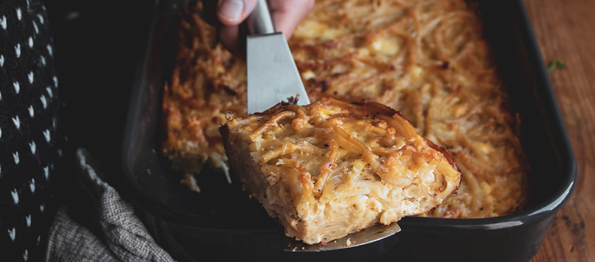 recipe image Spaghetti pie with feta and kefalotyri Cheese (without fyllo [layer] dough)